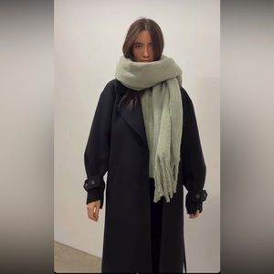 Oak+Fort Black Oversized Belted Wool Blend Coat